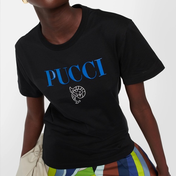 NEW PUCCI LOGO-PRINT COTTON T-SHIRT - Picture 2 of 10